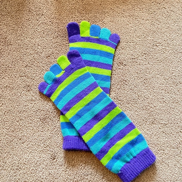 Stripes Toe Socks (Purple/Lime/Blue) - Picture 2 of 6